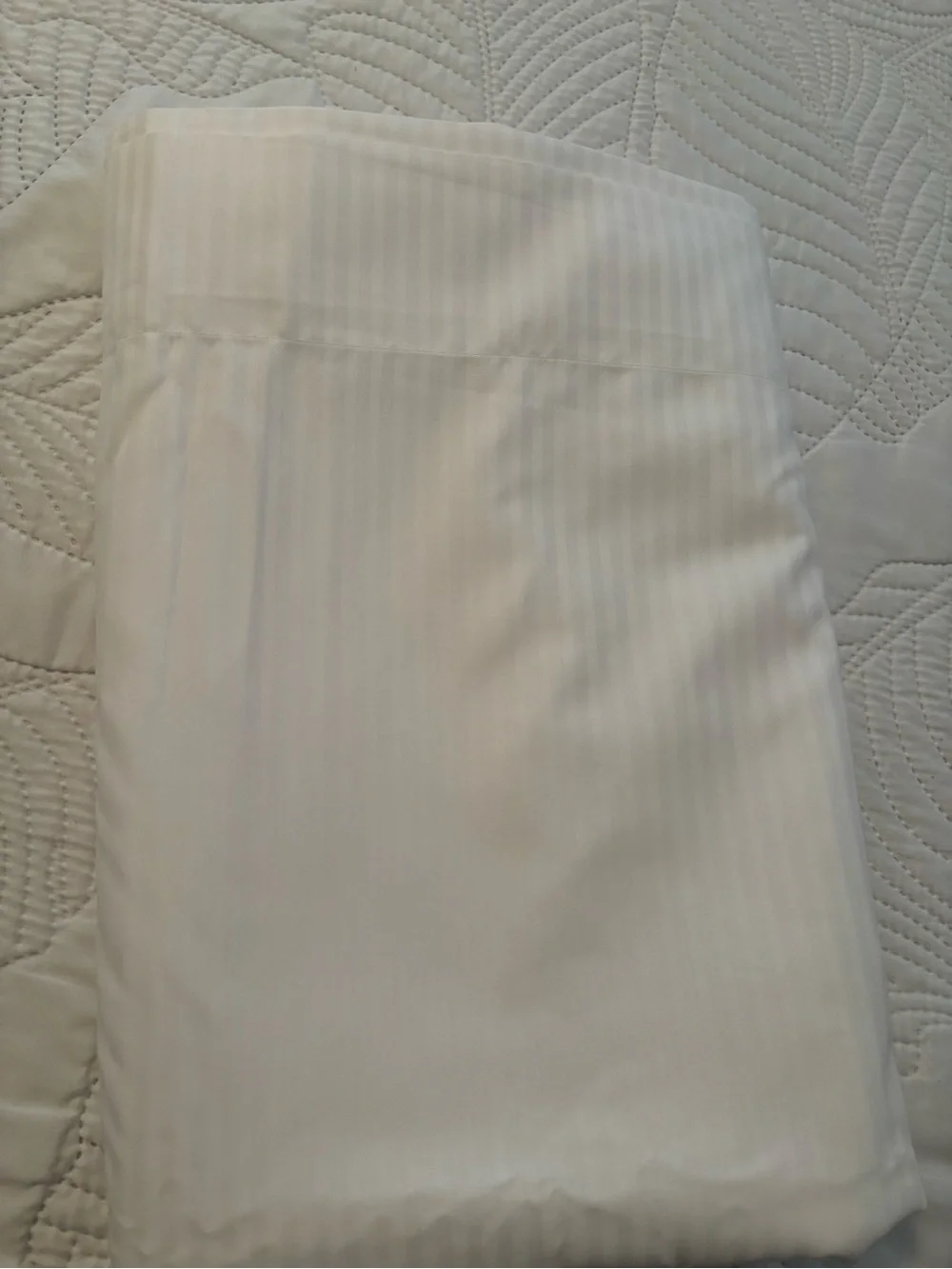 Hilton True Core White King Stripe Flat Bed Sheet - Crisp Luxury Finish